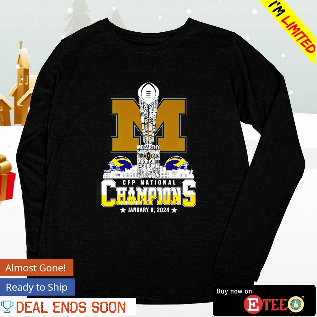 Michigan Wolverines 2024 National Champions January 8 Trophy Names   Michigan Wolverines 2024 National Champions January 8 Trophy Names Shirt Longslee 