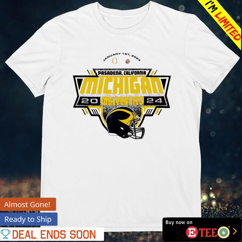 Michigan Wolverines 2024 Rose Bowl Pasadena California helmet shirt ...